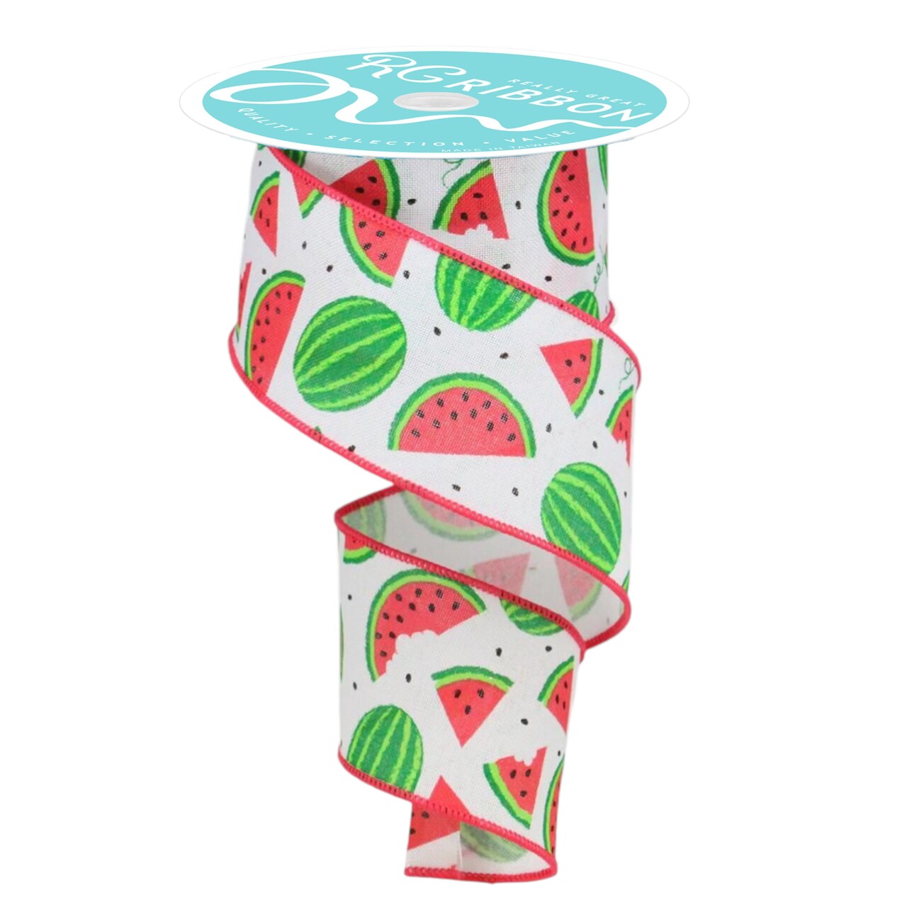 RG Ribbon: 1.5"-2.5" Watermelon Wired Ribbon for Bows, Wreaths, Crafts, and Decorations